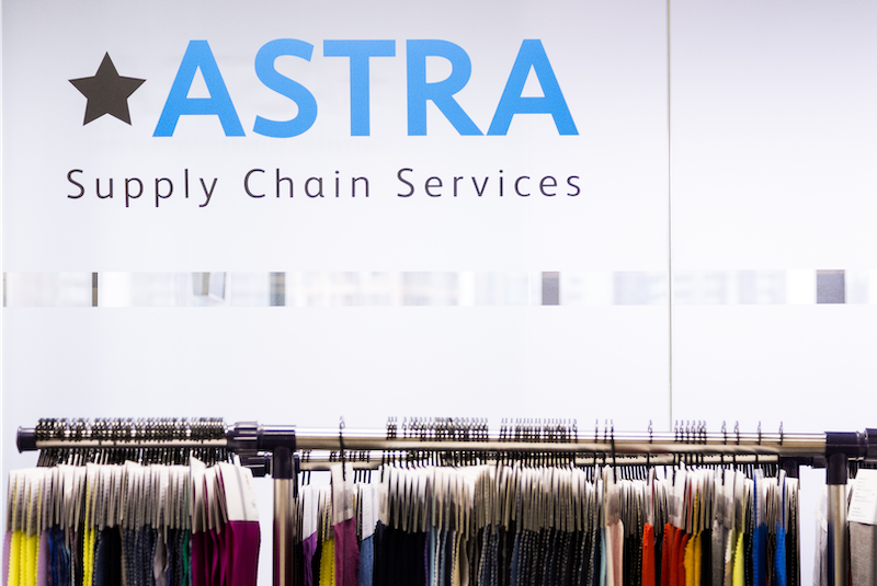 ASTRA Supply Chain Services Limited logo with clothing samples